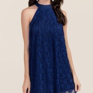 Francesca's Pleated Lace Dress S